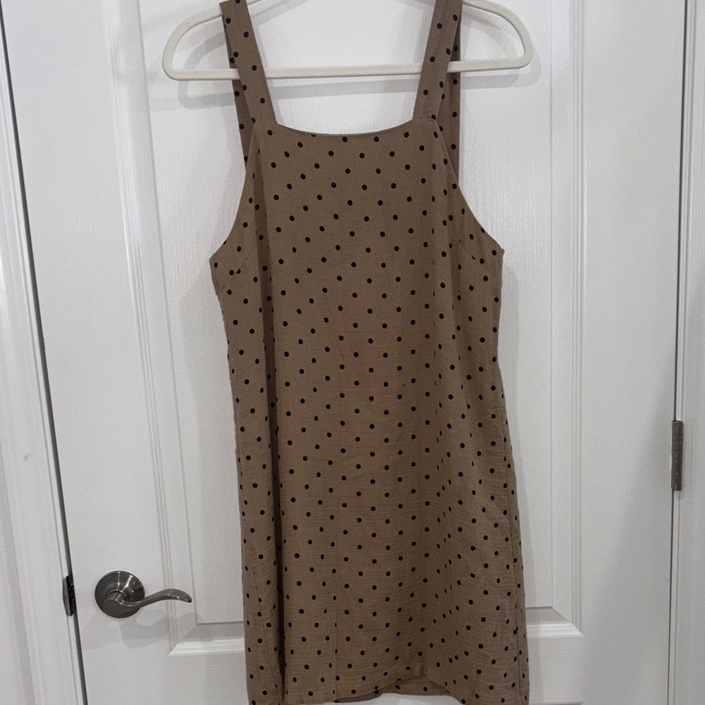 Mod Ref tan and black polka dot dress  size medium